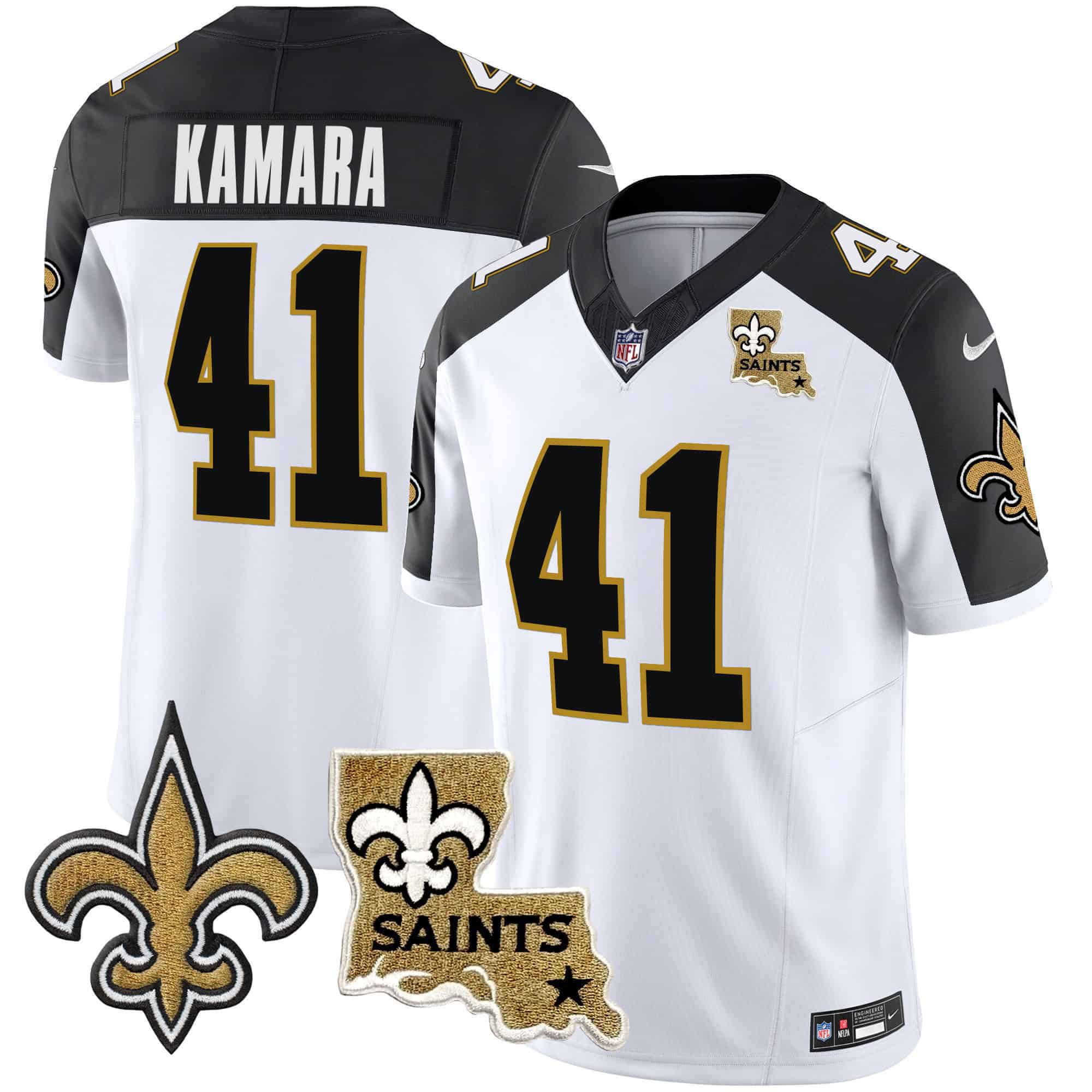 Men New Orleans Saints 41 Kamara White 2024 Nike Vapor Limited NFL Jersey style 1